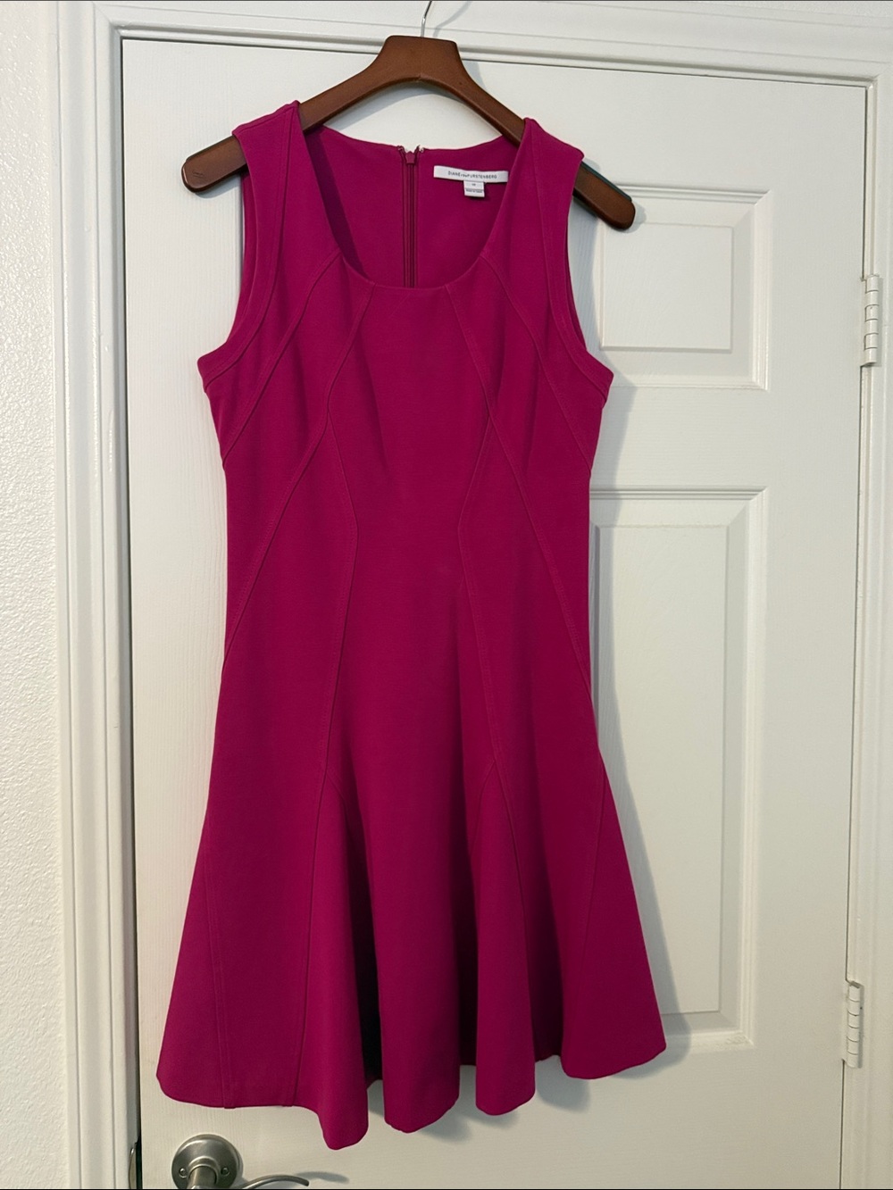 Diane Von Furstenberg Sleeveless Fit-and-Flare Dress in Fuchsia